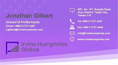 Visitenkarte von Jonathan "Gilbert" von Irvine Humphries Global